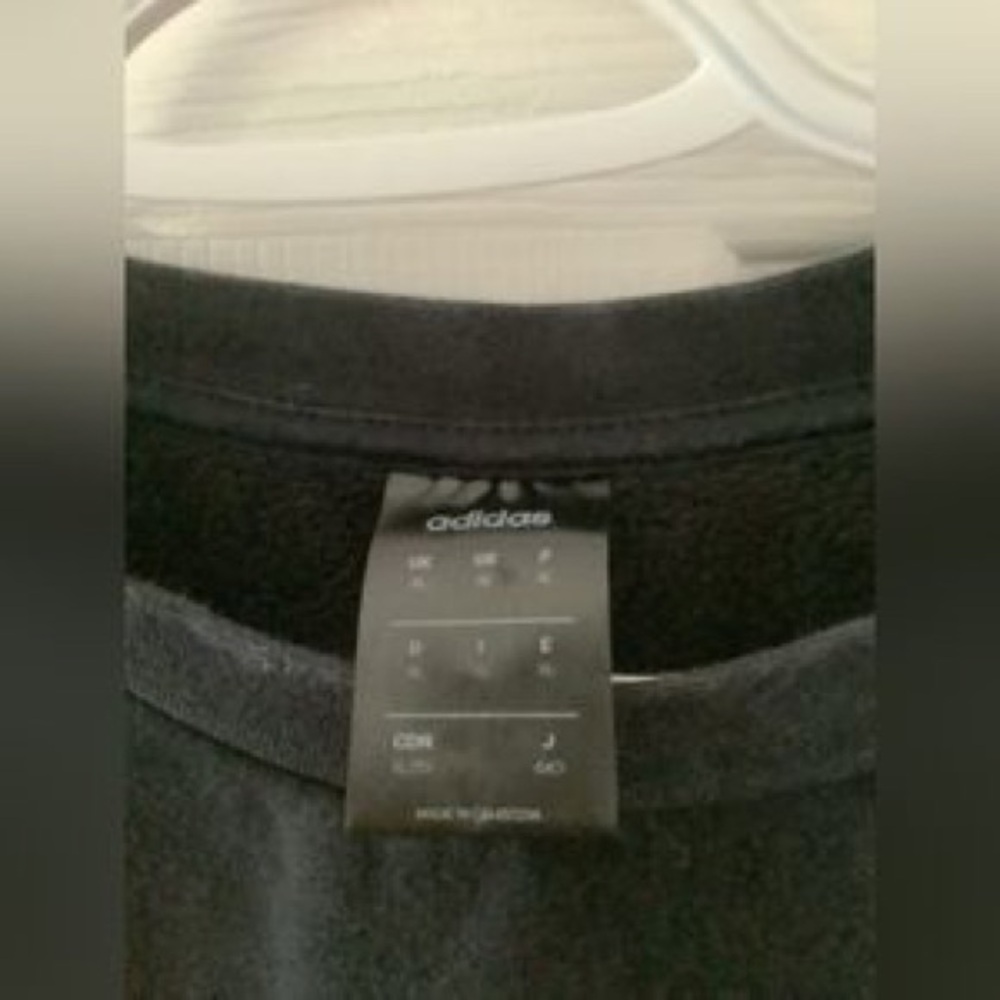 adidas Black Crewneck Sweatshirt with White Sleeve Stripes - Picture 3 of 3